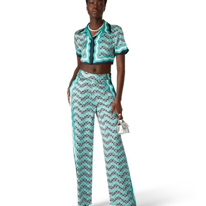 Pantalones de seda Monogram Wave