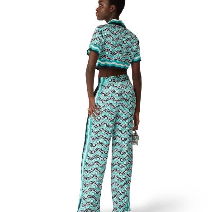 Pantalones de seda Monogram Wave