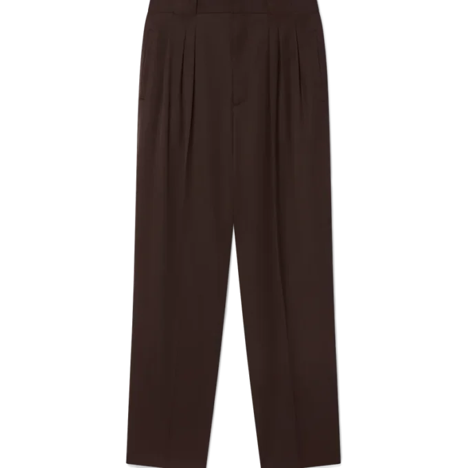 Pantalones entallados de lana plisados