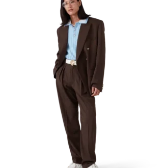 Pantalones entallados de lana plisados