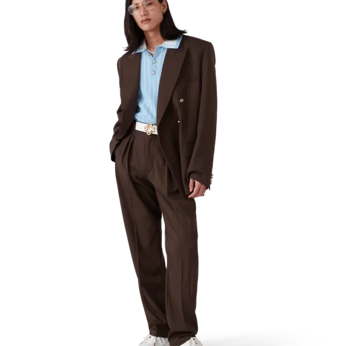 Pantalones entallados de lana plisados