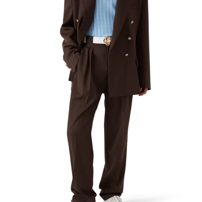 Pantalones entallados de lana plisados