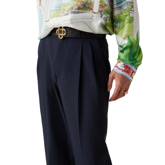 Pantalones plisados de lana a medida