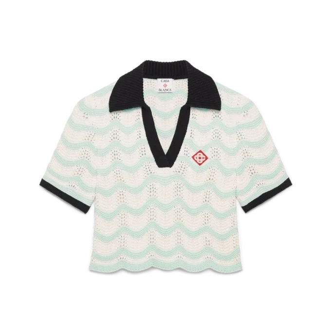 Polo corto de ganchillo Cotton Wave