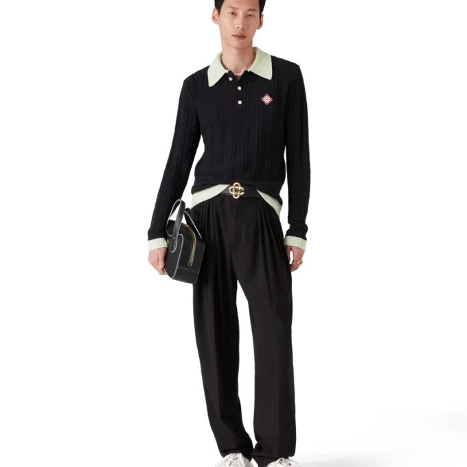 Polo de manga larga de bouclé