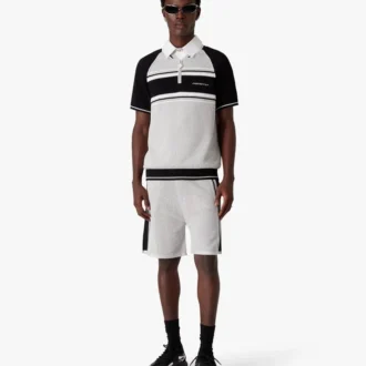 Polo de pantalón corto con cremallera y rayas de malla metalizada