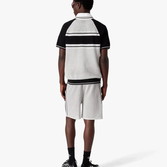 Polo de pantalón corto con cremallera y rayas de malla metalizada