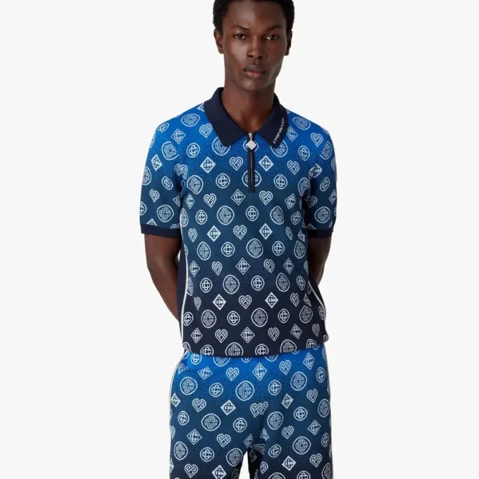 Polo de pantalón corto de punto con monograma degradado