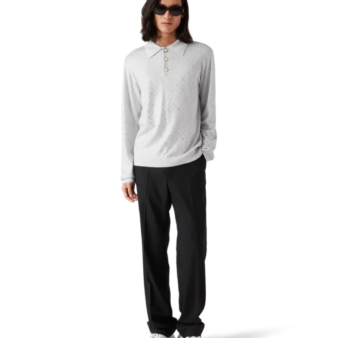 Polo de punto con monograma de cristal