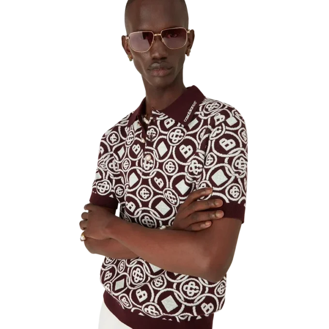 Polo de punto de algodón con monograma