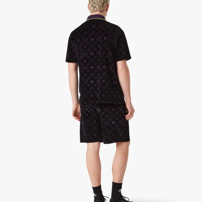 Polo de terciopelo con monograma morado