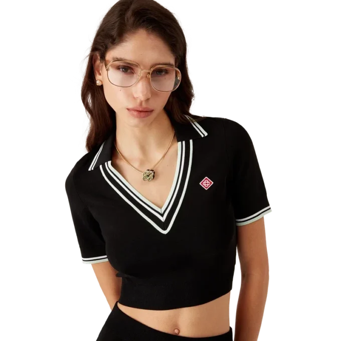 Polo de viscosa con cuello en V