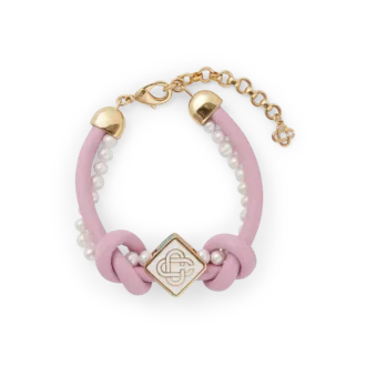 Pulsera de perlas con nudos rosa