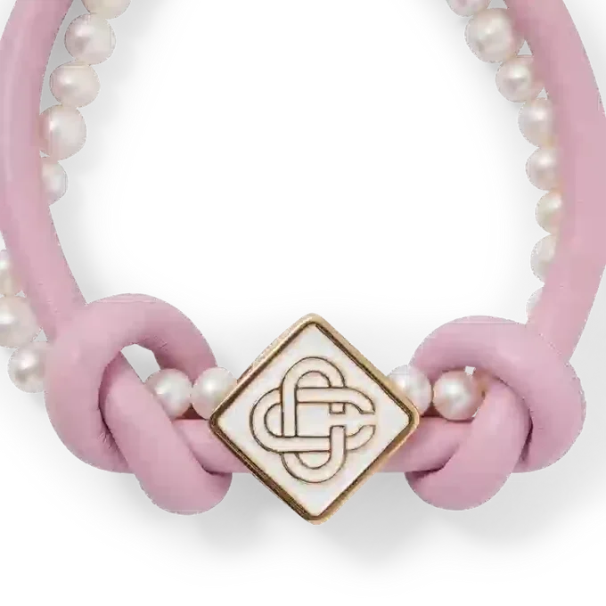 Pulsera de perlas con nudos rosa