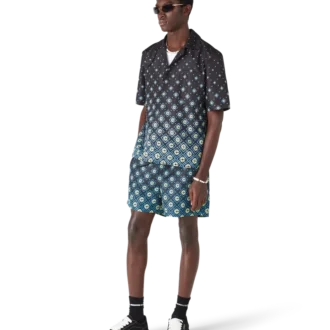 Ropa de baño de pantalones cortos con monograma negro degradado