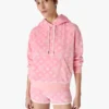 Sudadera con capucha de terciopelo rosa con monograma Sudadera con capucha de terciopelo rosa con monograma