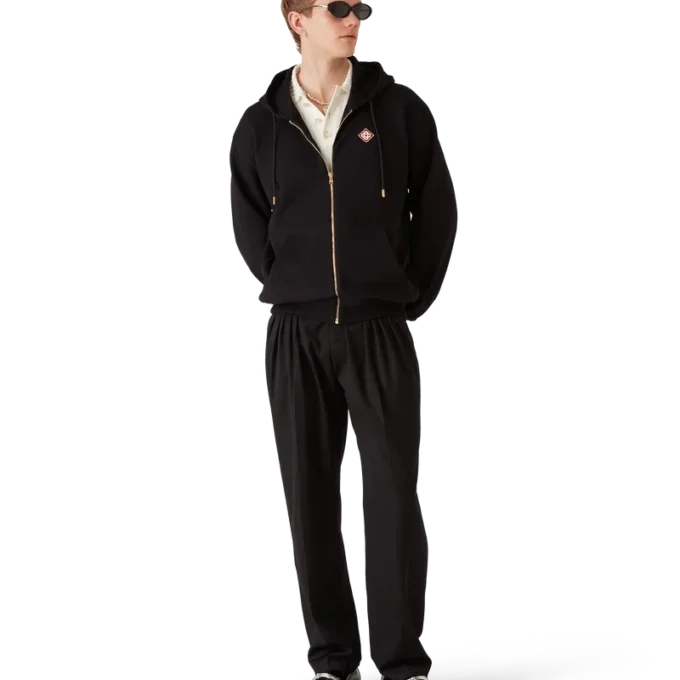 Sudadera con capucha y cremallera con logotipo de diamante