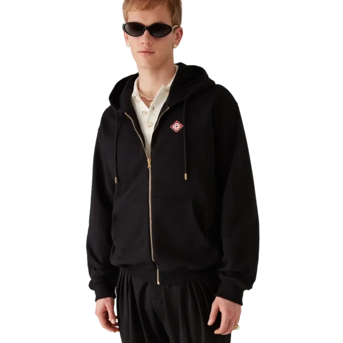 Sudadera con capucha y cremallera con logotipo de diamante