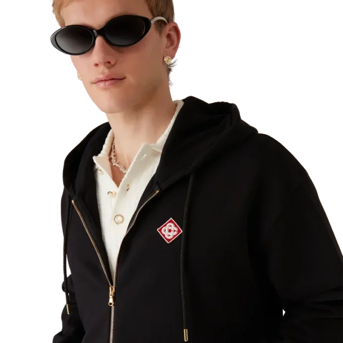 Sudadera con capucha y cremallera con logotipo de diamante