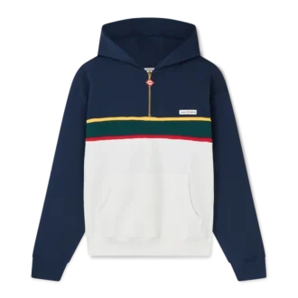Sudadera con capucha y cremallera de un cuarto con bloques de color