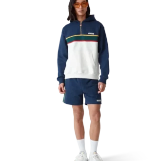 Sudadera con capucha y cremallera de un cuarto con bloques de color