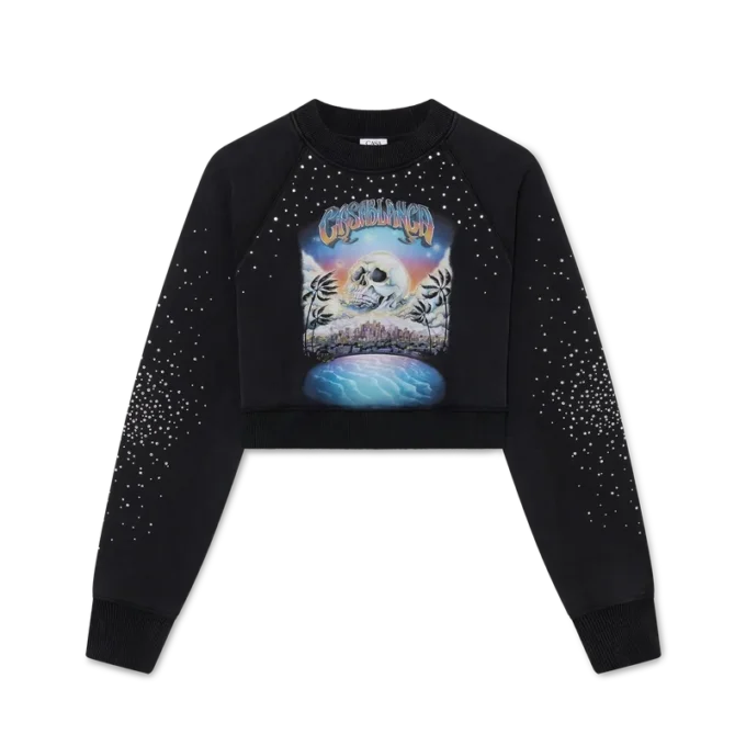 Sudadera corta con adornos de cristales de La Pramonition Sudadera corta con adornos de cristales de La Pramonition