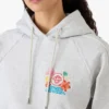Sudadera corta con capucha y bordado gris