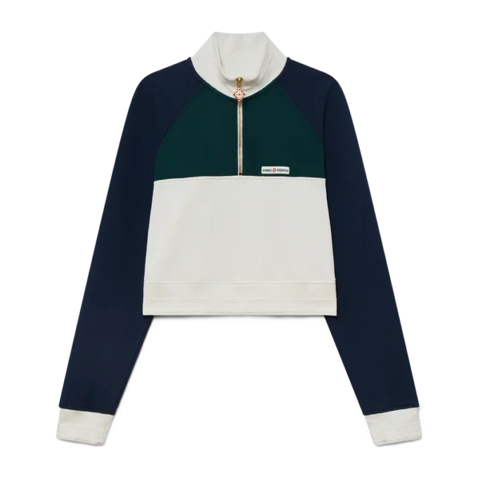 Sudadera corta con cremallera de un cuarto y bloques de color Sudadera corta con cremallera de un cuarto y bloques de color