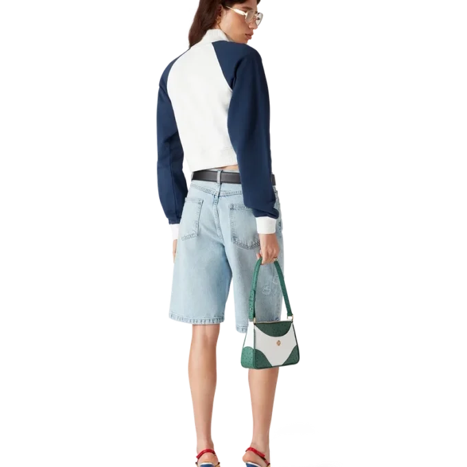 Sudadera corta con cremallera de un cuarto y bloques de color Sudadera corta con cremallera de un cuarto y bloques de color