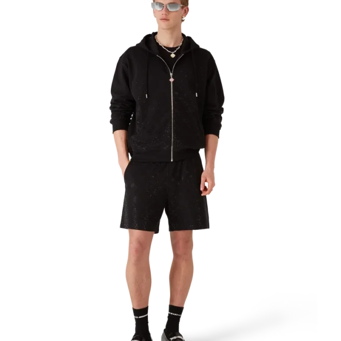 Sudadera de manga larga con monograma de cristales