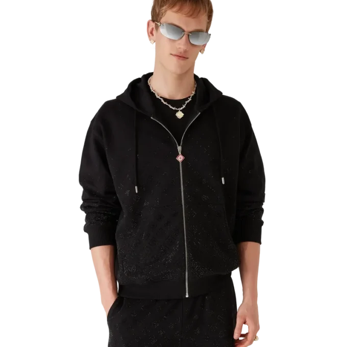 Sudadera de manga larga con monograma de cristales