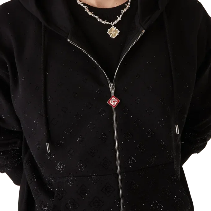 Sudadera de manga larga con monograma de cristales