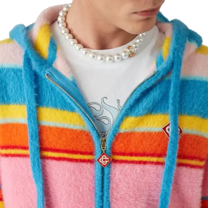 Sudadera oversize con capucha y rayas de tejido mullido