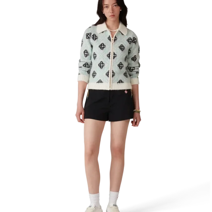 Suéter con cremallera de mohair Monogram