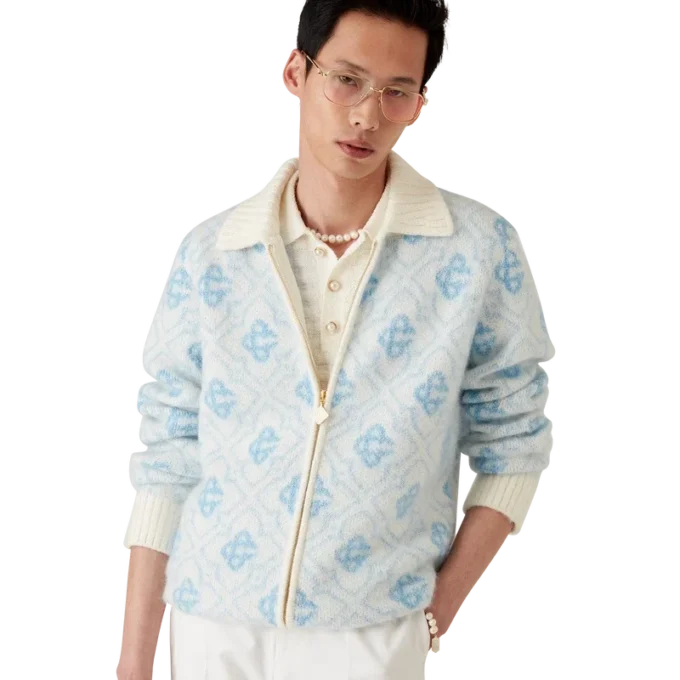 Suéter con cremallera de mohair Monogram