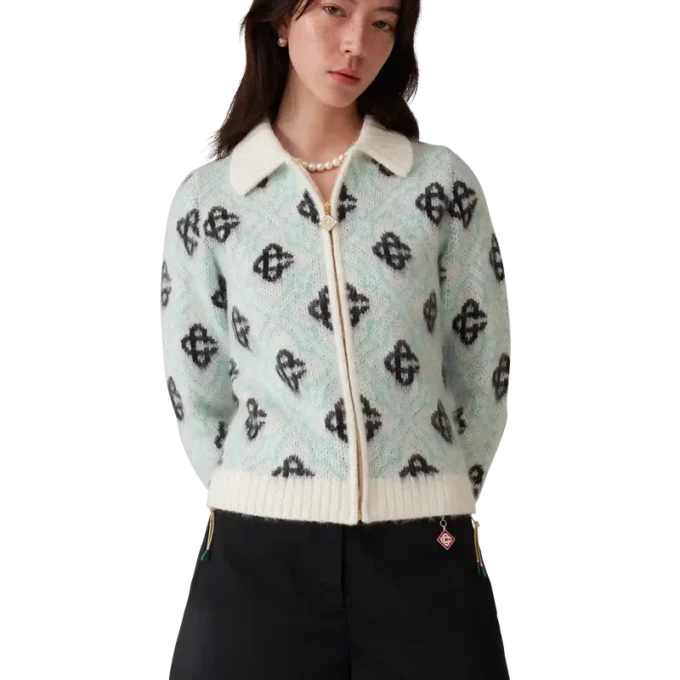 Suéter con cremallera de mohair Monogram