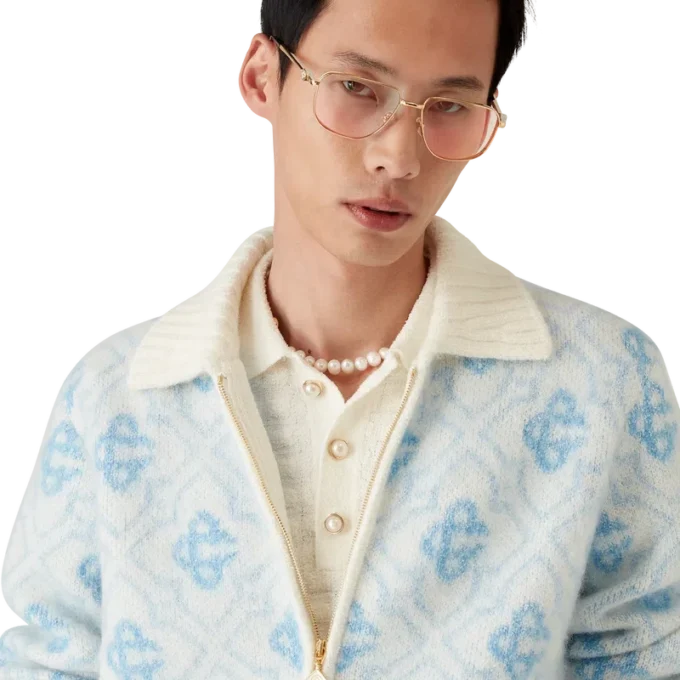 Suéter con cremallera de mohair Monogram