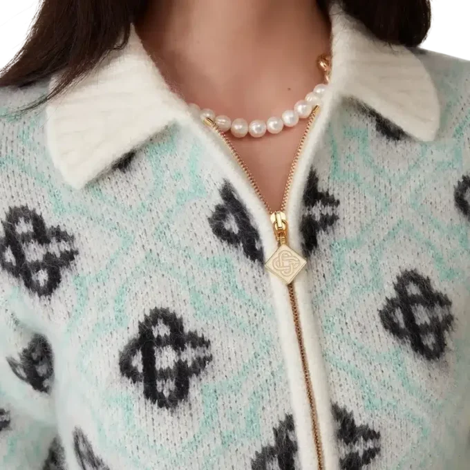 Suéter con cremallera de mohair Monogram