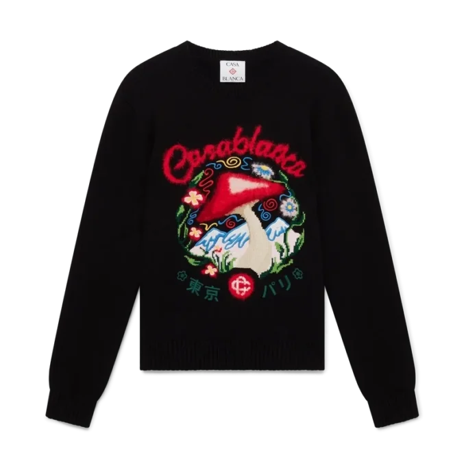 Suéter de algodón con bordado de setas