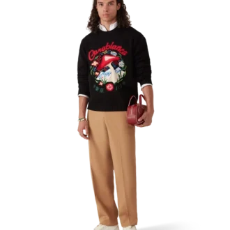 Suéter de algodón con bordado de setas