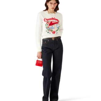 Suéter de algodón con bordado de setas