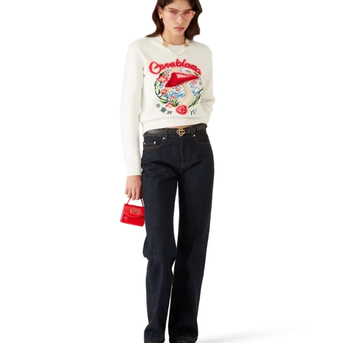 Suéter de algodón con bordado de setas Suéter de algodón con bordado de setas