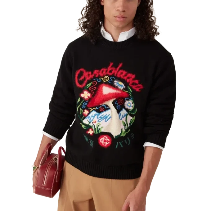 Suéter de algodón con bordado de setas