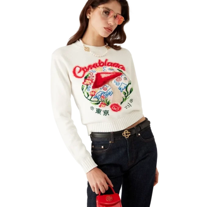 Suéter de algodón con bordado de setas Suéter de algodón con bordado de setas