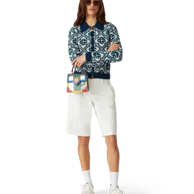 Suéter de punto con cremallera y monograma