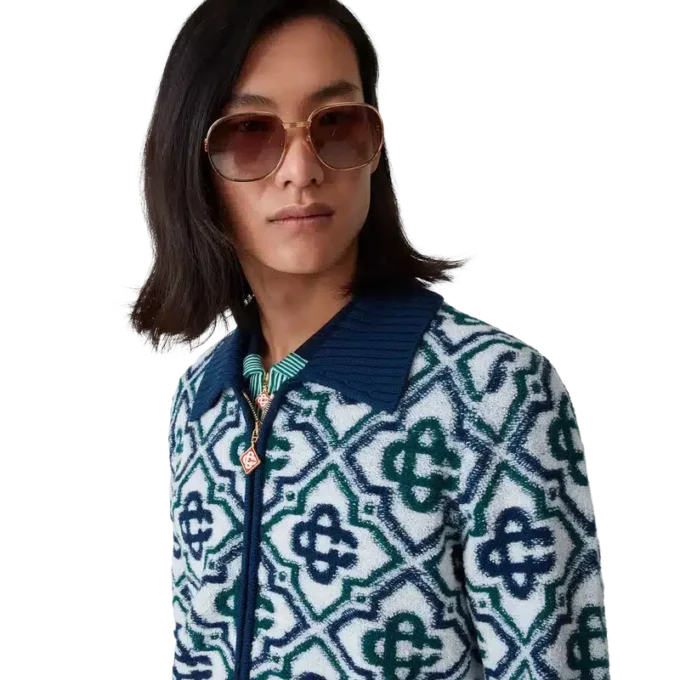 Suéter de punto con cremallera y monograma