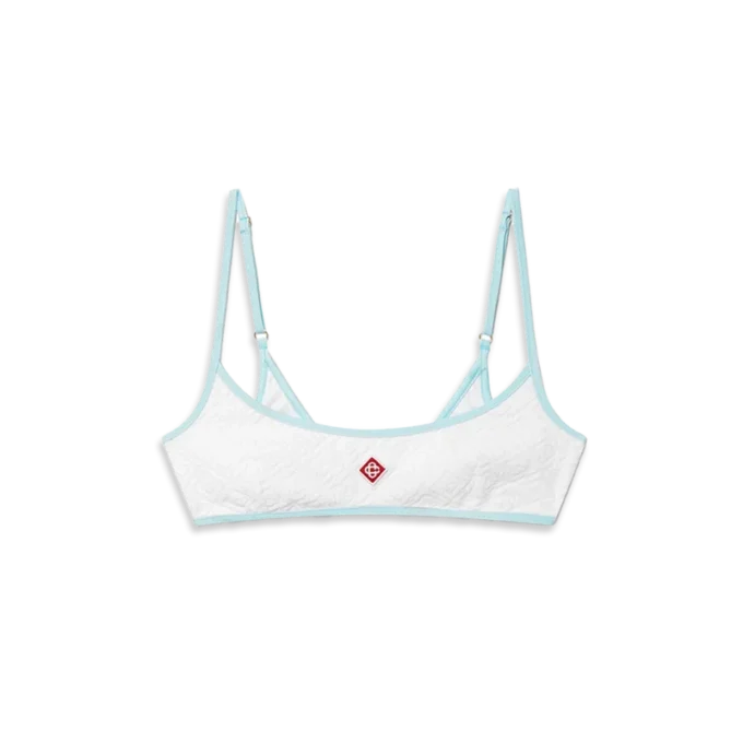 Top de bikini con monograma jacquard