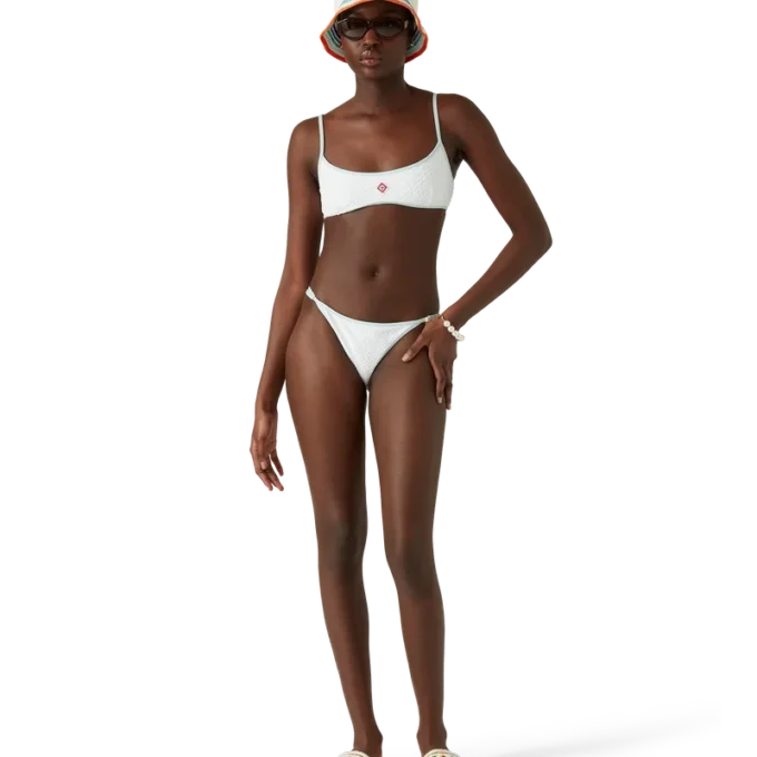 Top de bikini con monograma jacquard