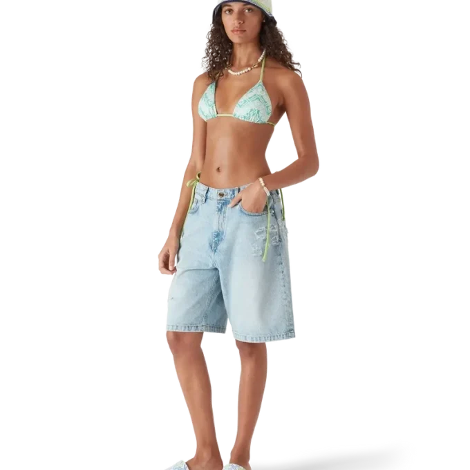 Top de bikini con monograma ondulado