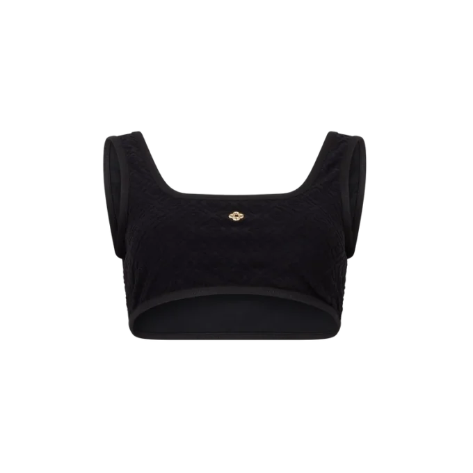 Top de bikini de jacquard con monograma